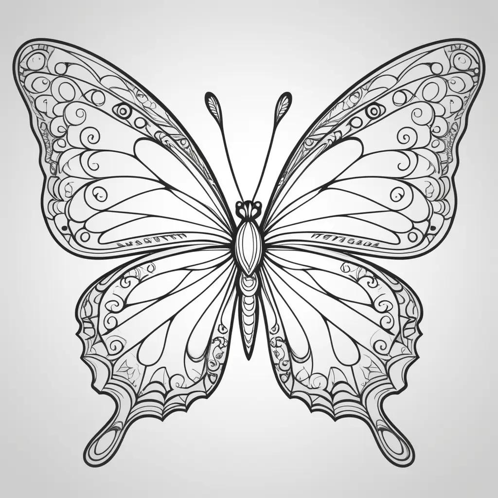 Free coloring pages of a butterfly with intricate details