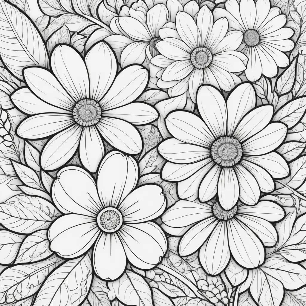 Free coloring pages of a flower bouquet