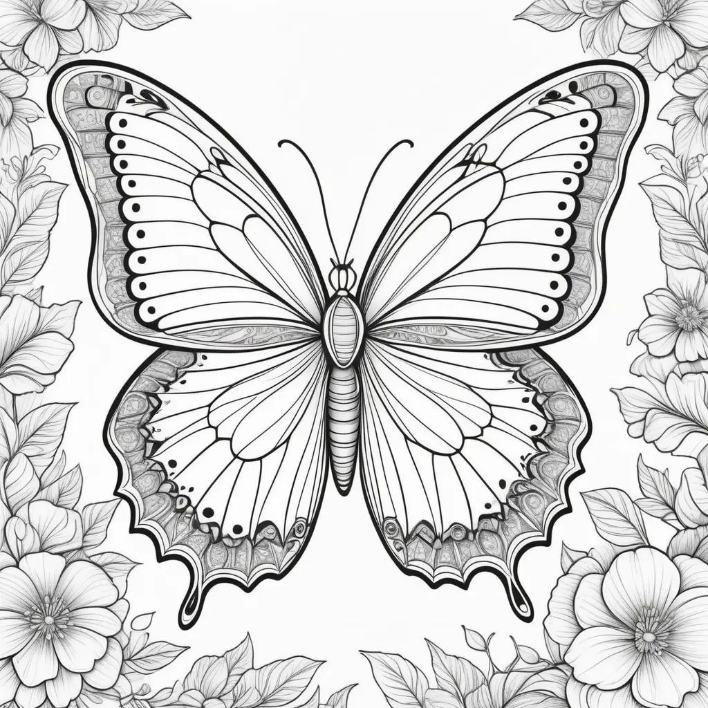 Free coloring pages of butterflies with floral borders