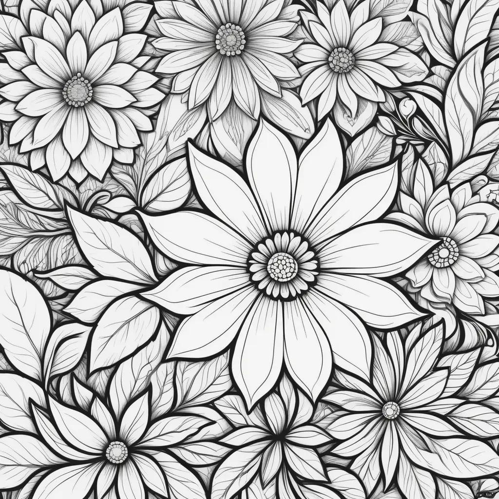 Free coloring pages of flowers with black and white coloring