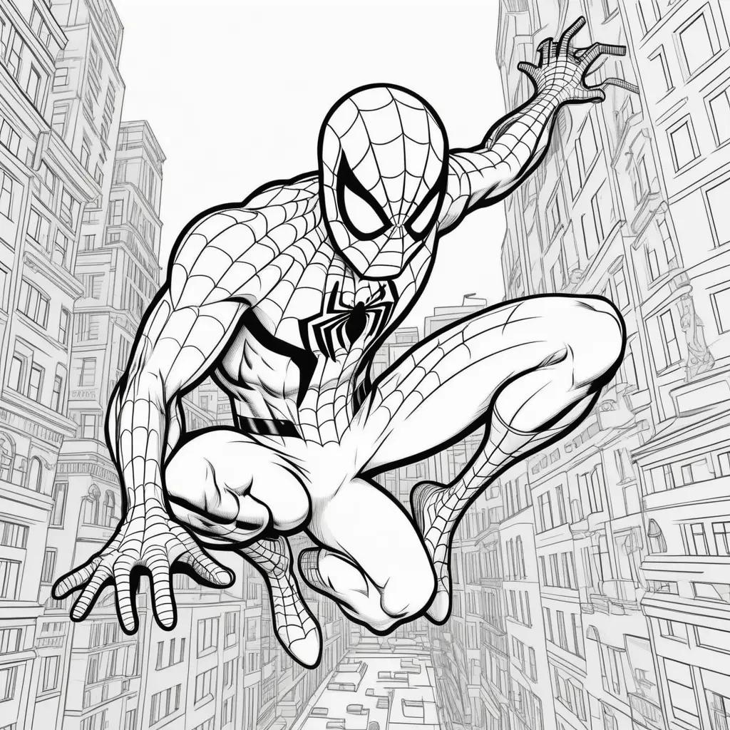 街のスパイダーマンの無料ぬりえ