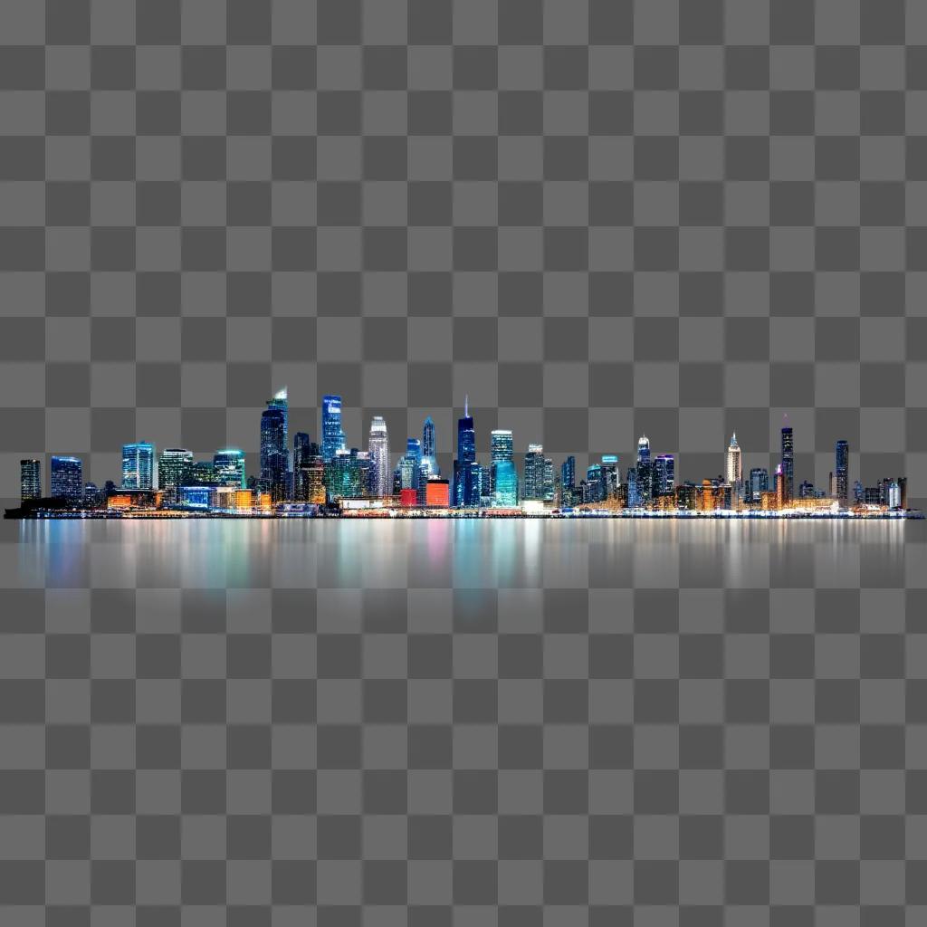 水色の空と都市のスカイライン画像の無料商用利用