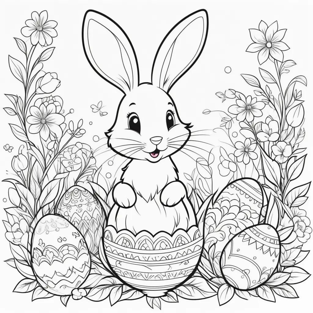 Free printable Easter coloring pages featuring a bunny in an egg