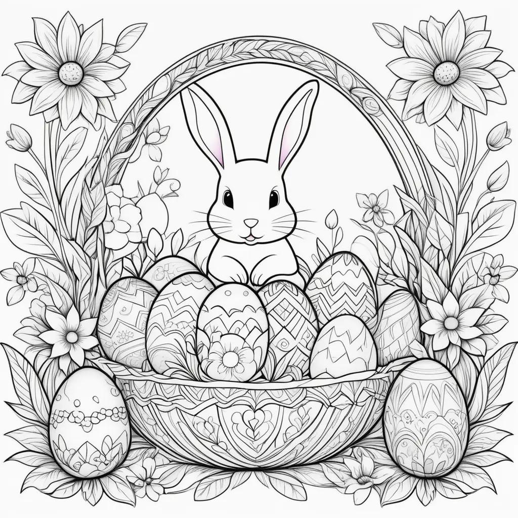 Free printable Easter coloring pages with bunny and eggs