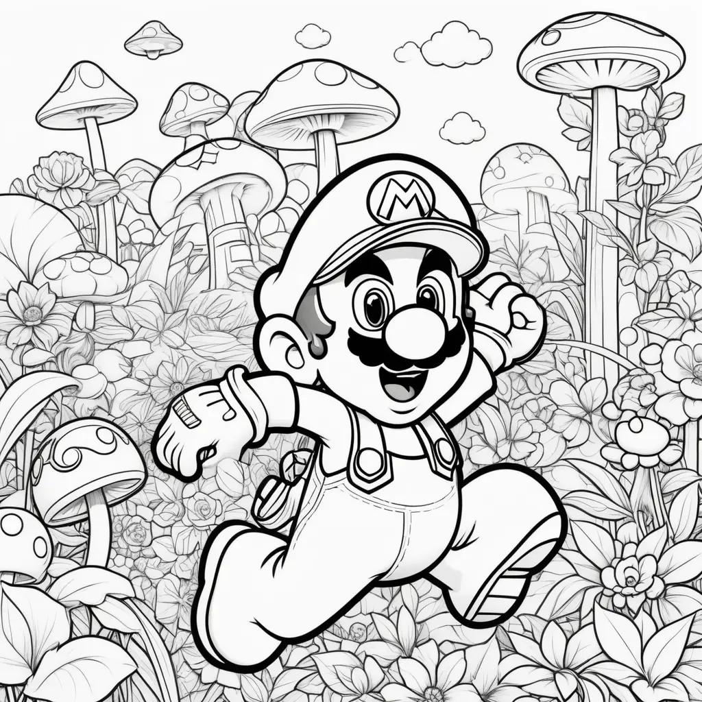 Free printable Mario coloring pages with black and white designs