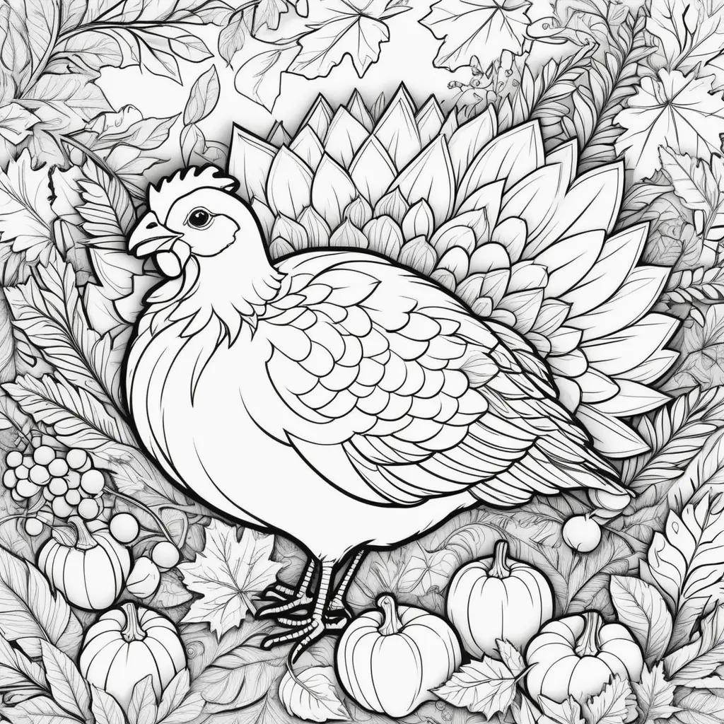 Free printable Thanksgiving coloring pages with turkey and leaves