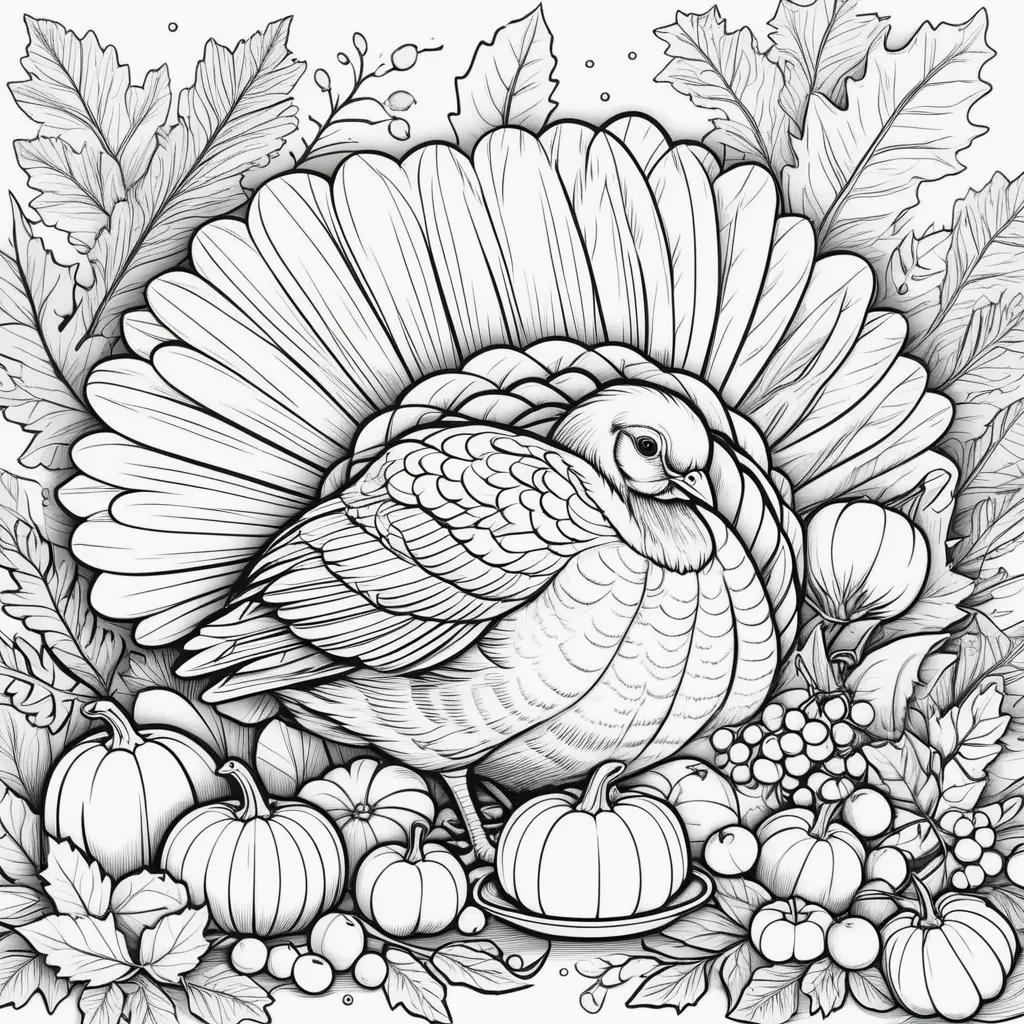 Free printable Thanksgiving coloring pages with turkey and pumpkins