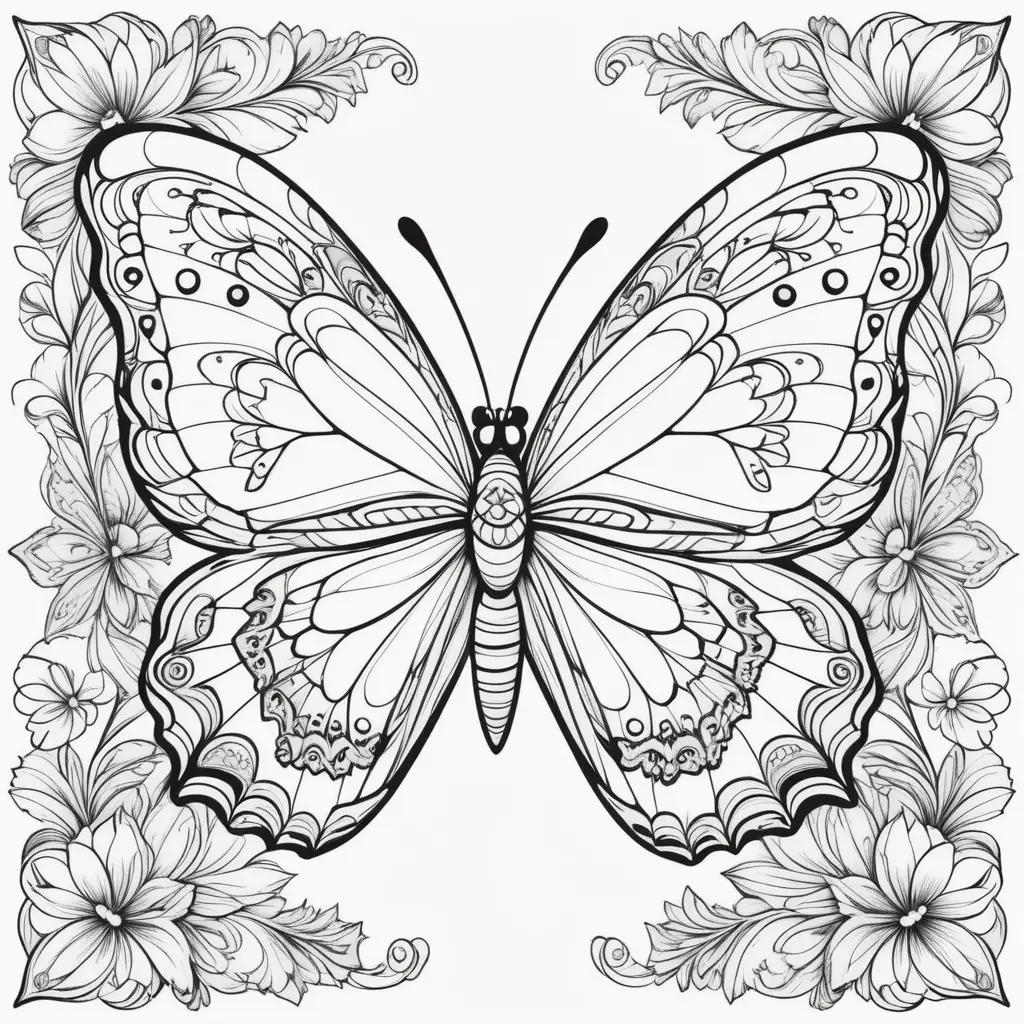 Free printable butterfly coloring pages with flowers