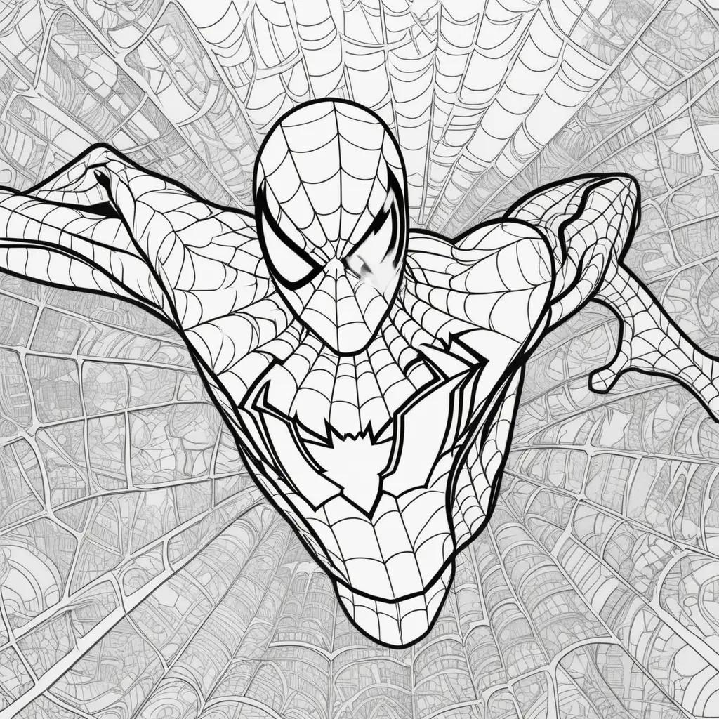 Free printable coloring pages of Spider-Man with web designs