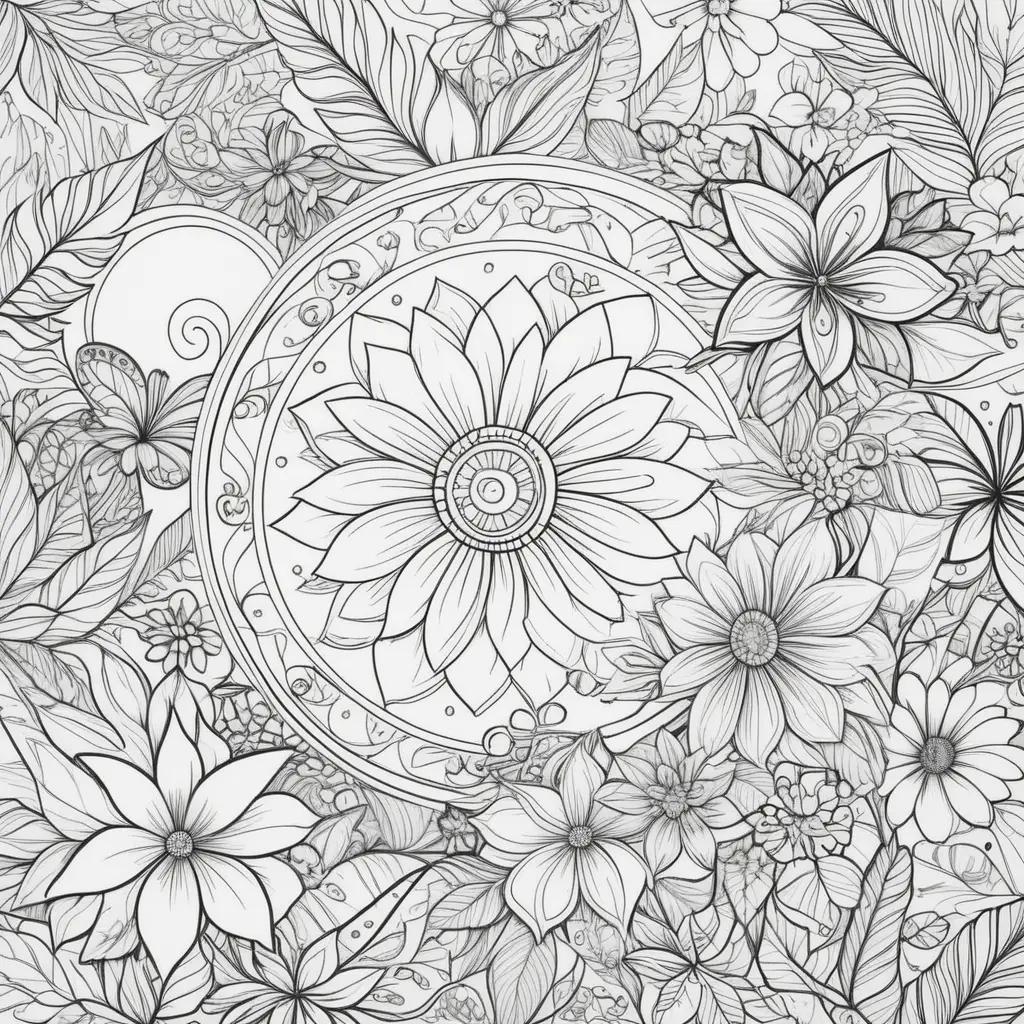 Free printable summer coloring pages featuring flowers, butterflies, and leaves