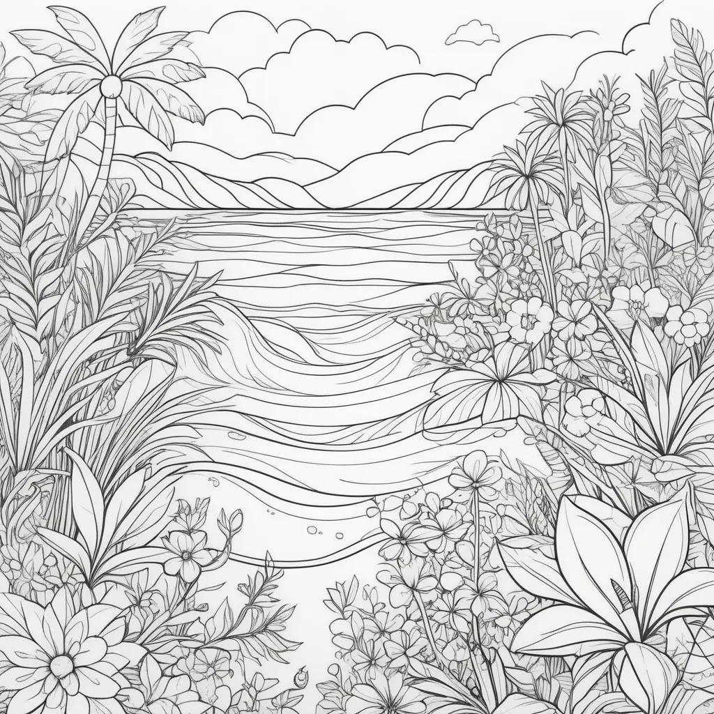 Free printable summer coloring pages with tropical flowers