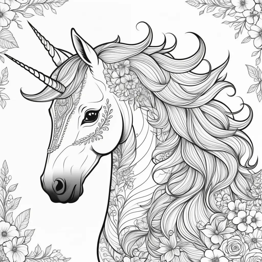 Free printable unicorn coloring pages with a black and white unicorn