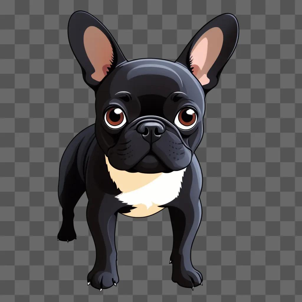 French Bulldog Cartoon: Cute Puppy on a Black Background