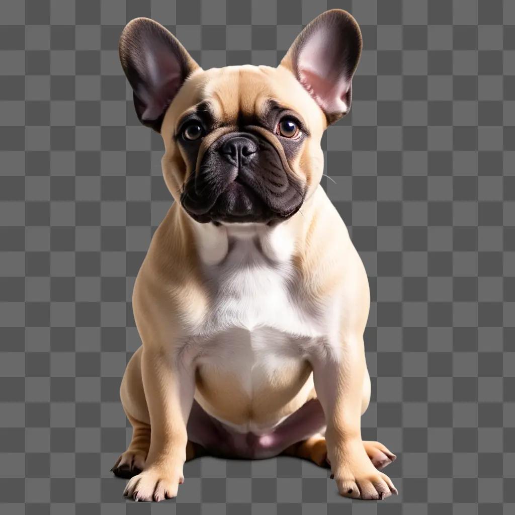 French Bulldog sits with black nose and white paw