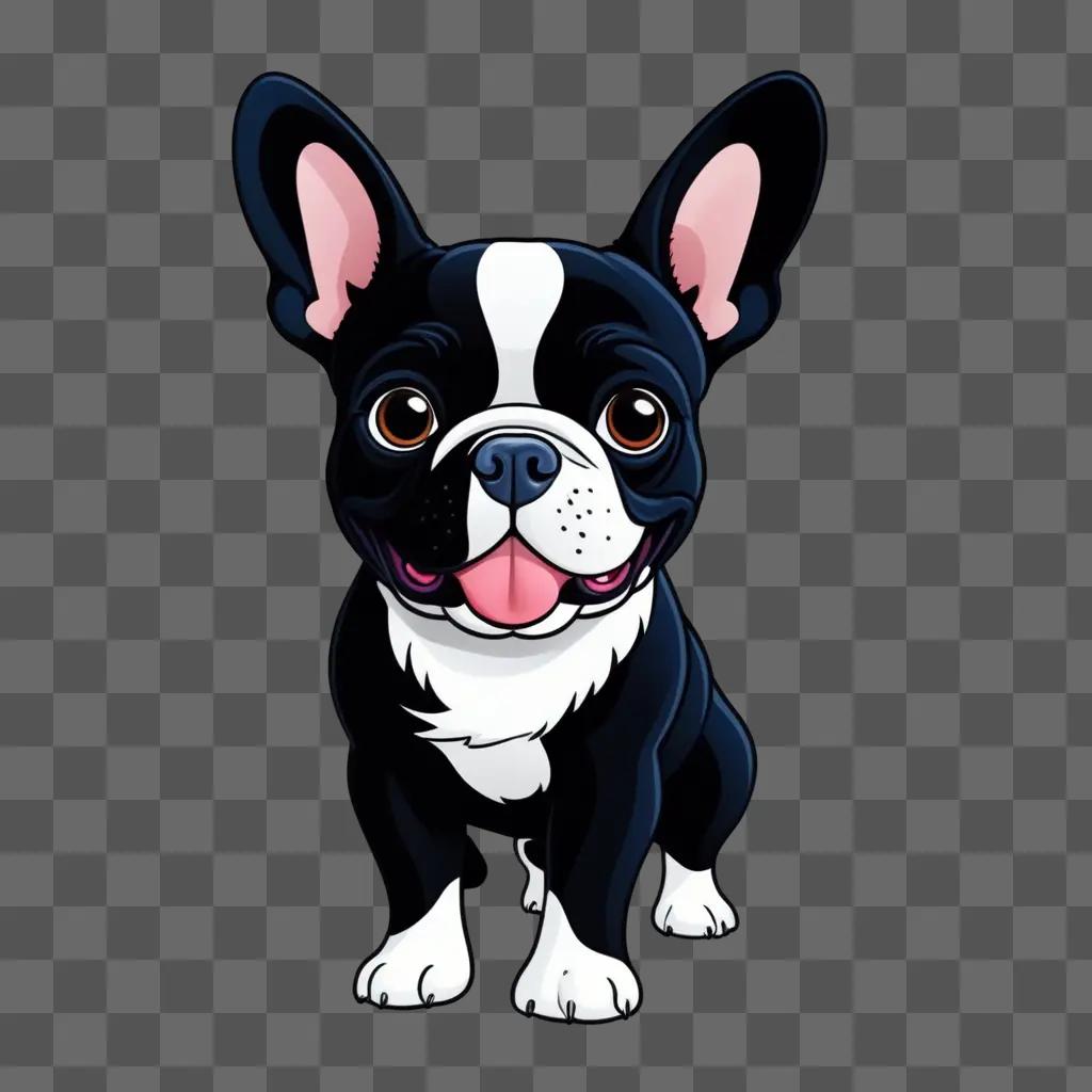 French Bulldog with pink tongue and black and white coloring