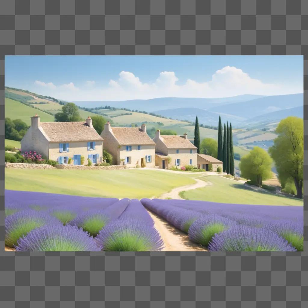 French country home on a hillside with lavender