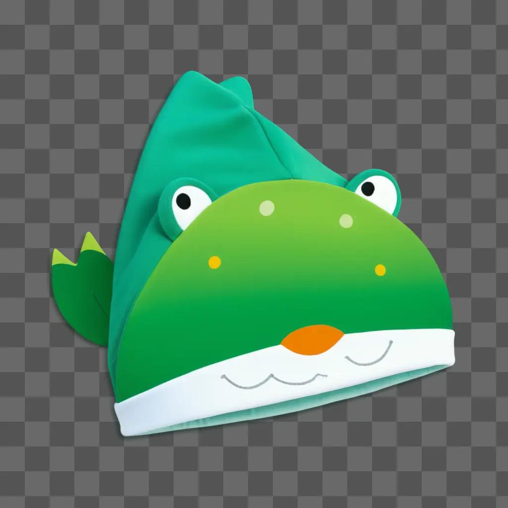 Froggy hat with orange nose on green background