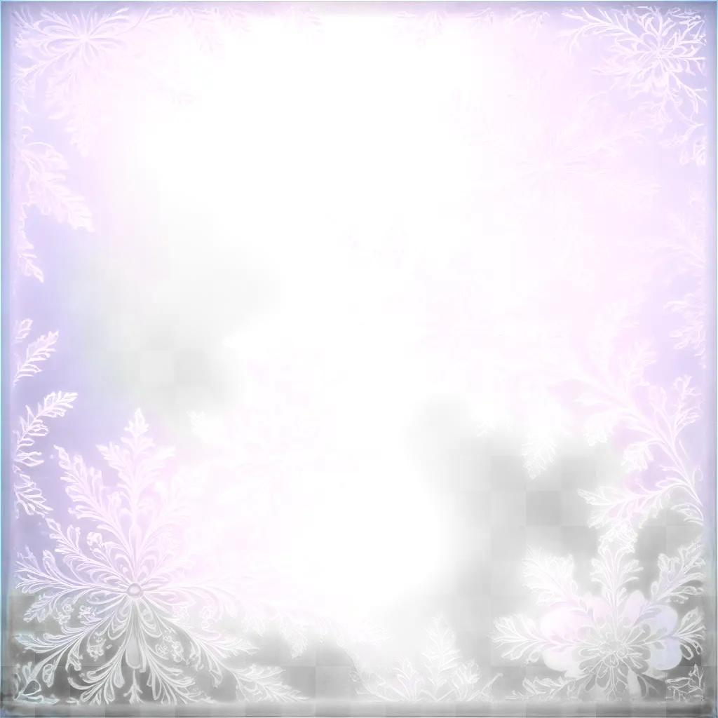 Frosted glass background with white snowflakes