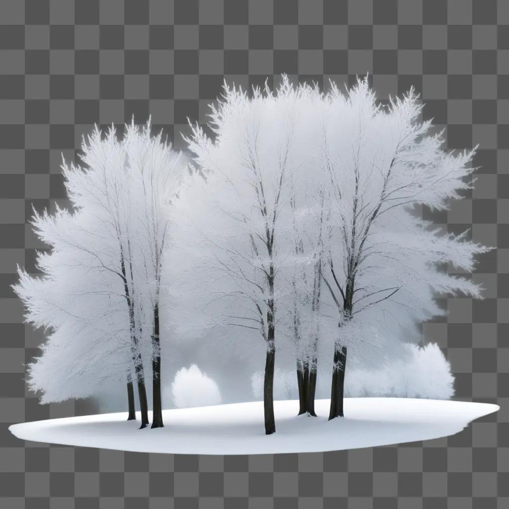 Frosty trees in the snow, with a clear sky in the background