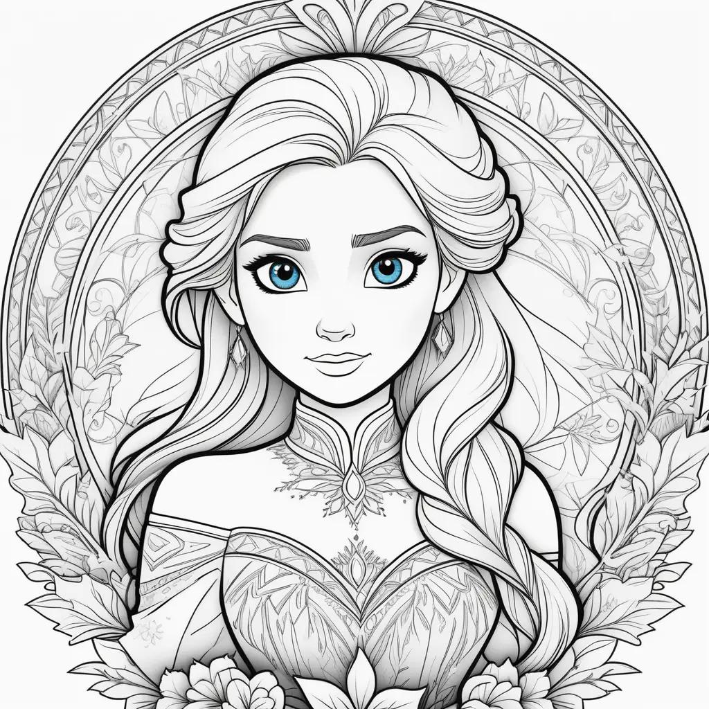 Frozen 2 coloring pages featuring Elsas face and hair