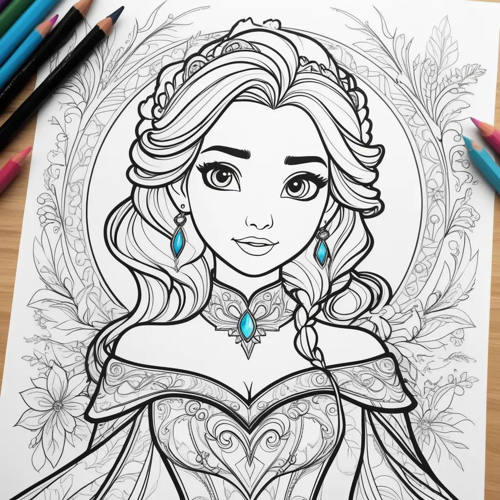 Frozen Coloring Pages: Princess Ariel, Elsa, Anna, and Olaf