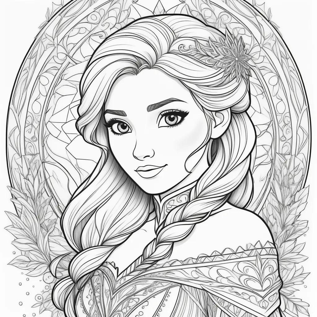 Frozen Coloring Pages With Black And White Design