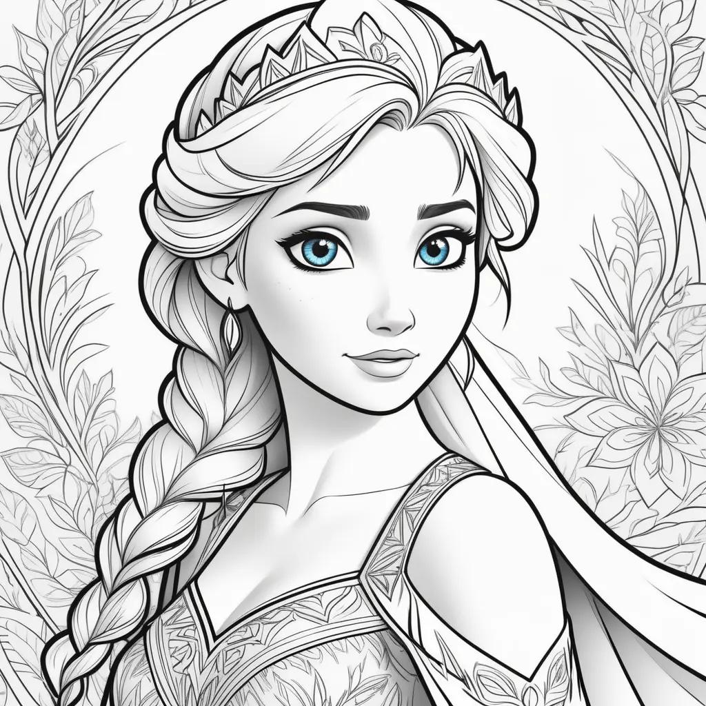 Frozen Elsa Coloring Page with Princess Rapunzel