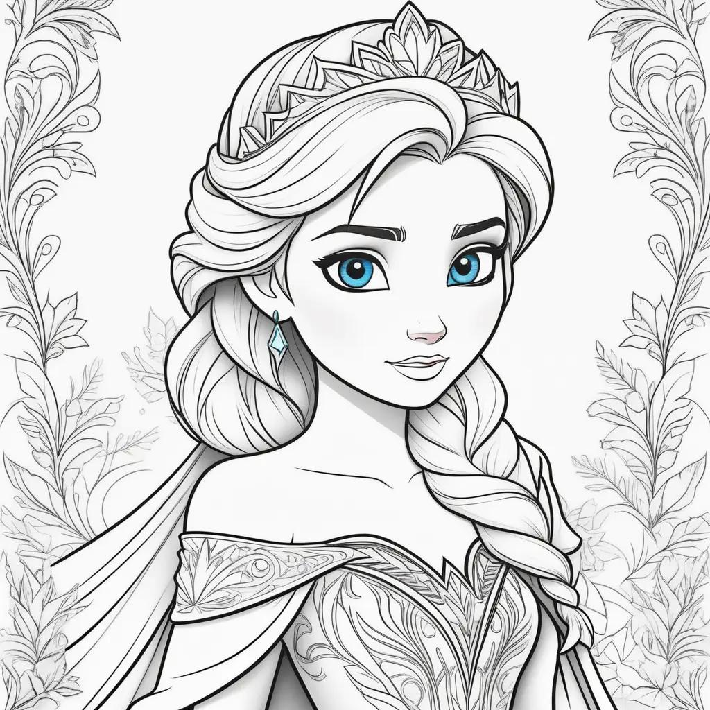 Frozen Elsa Coloring Pages with Princess and Crown