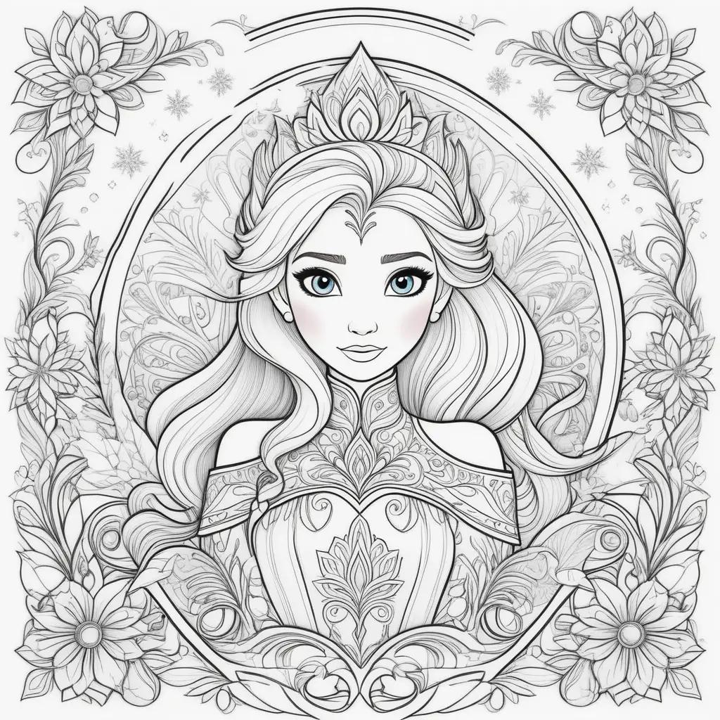 Frozen coloring pages: Princess Elsa and Olaf