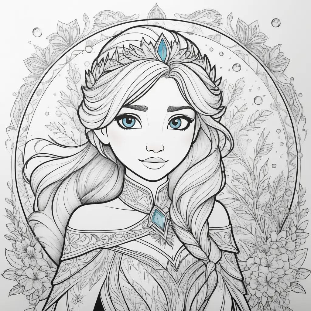 Frozen coloring pages: princess, tiaras, and jewels