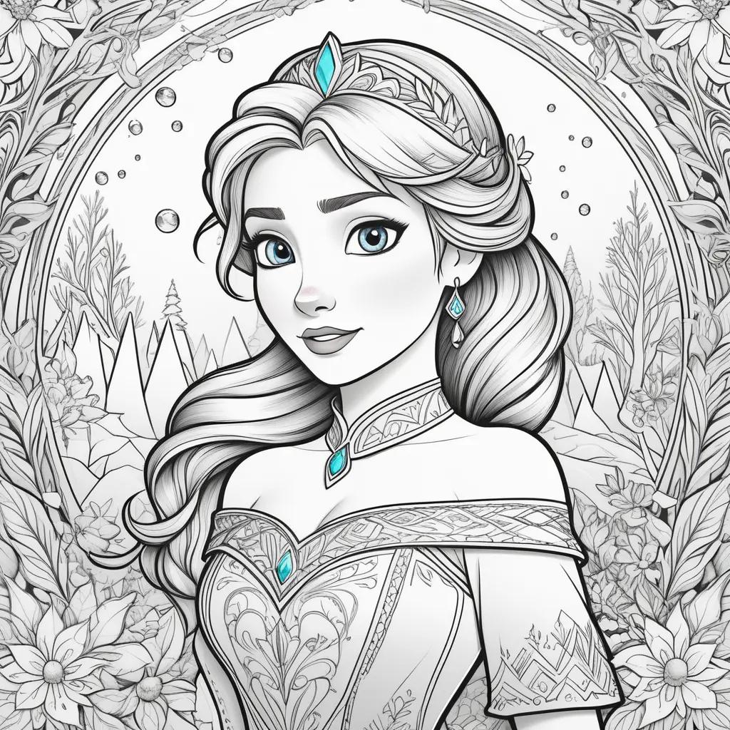 Frozen coloring pages: princesses, jewels, and snowflakes