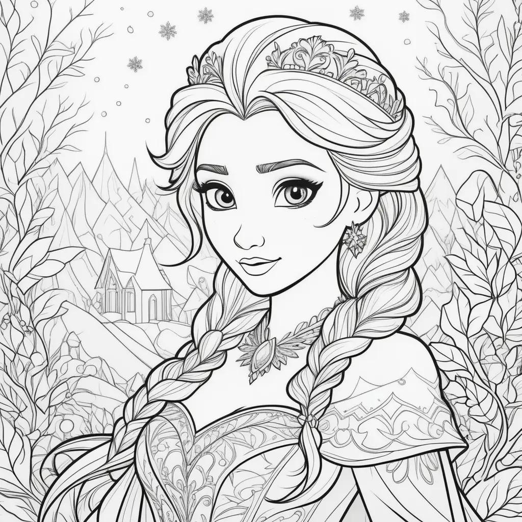 Frozen coloring pages for adults featuring Elsa and Anna