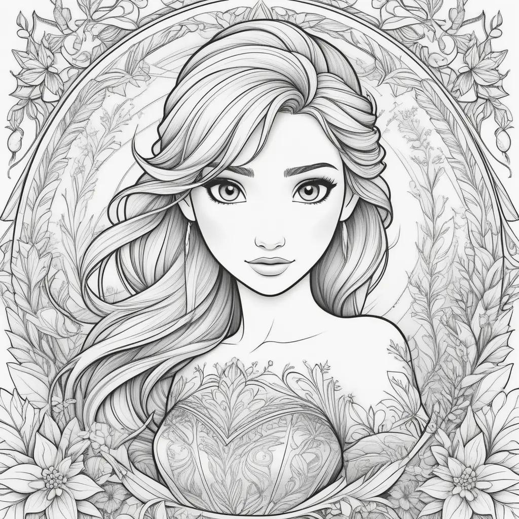 Frozen coloring pages of a beautiful princess