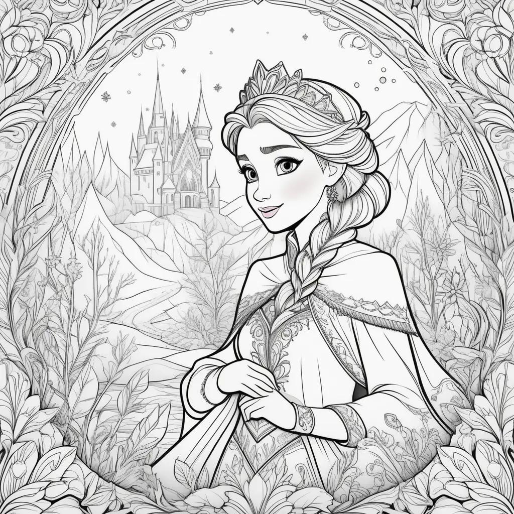 Frozen coloring pages of a princess