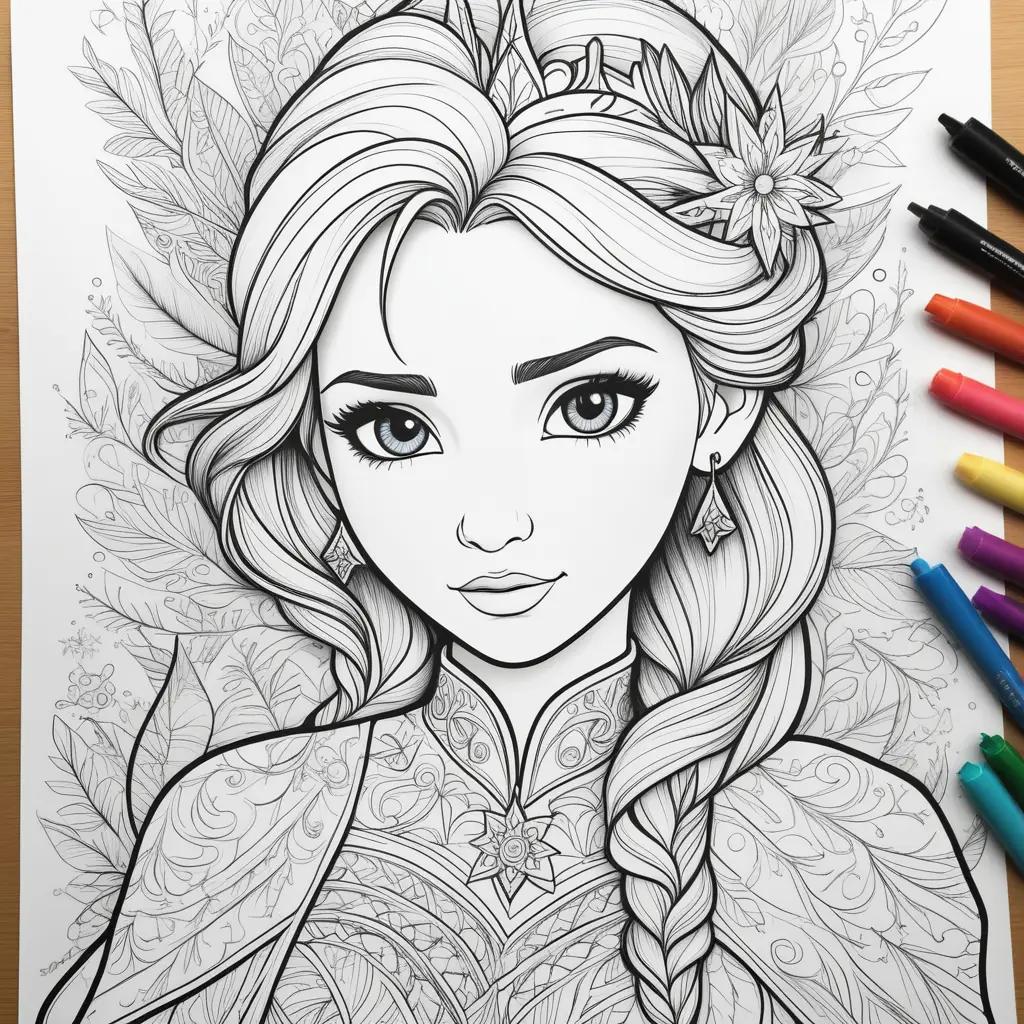 Frozen coloring pages with princess Elsa and Anna