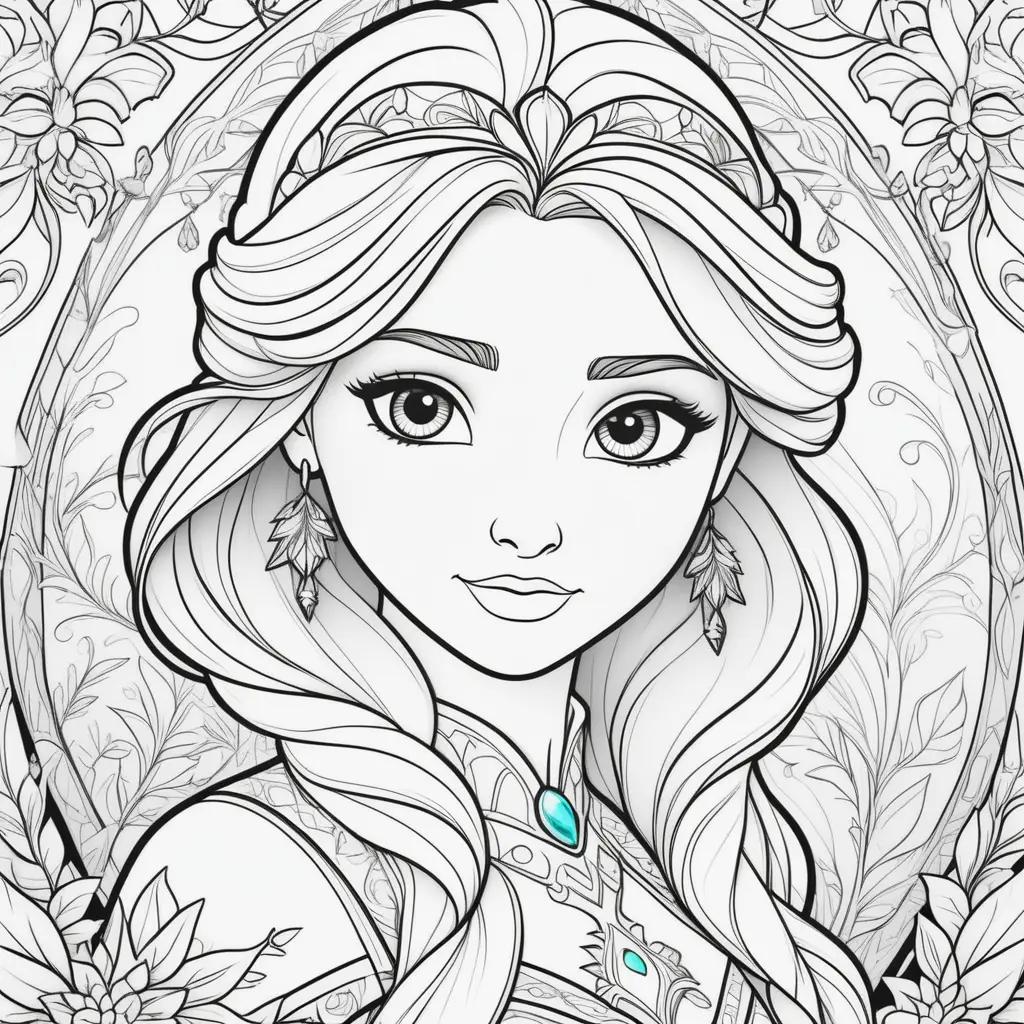 Frozen coloring pages with princesses and jewels