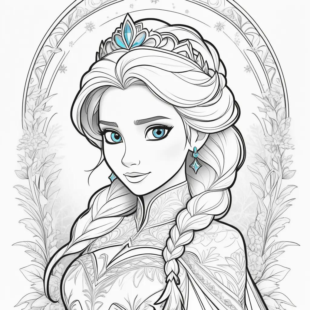 Frozen elsa coloring pages: a princess coloring page with blue hair and a crown