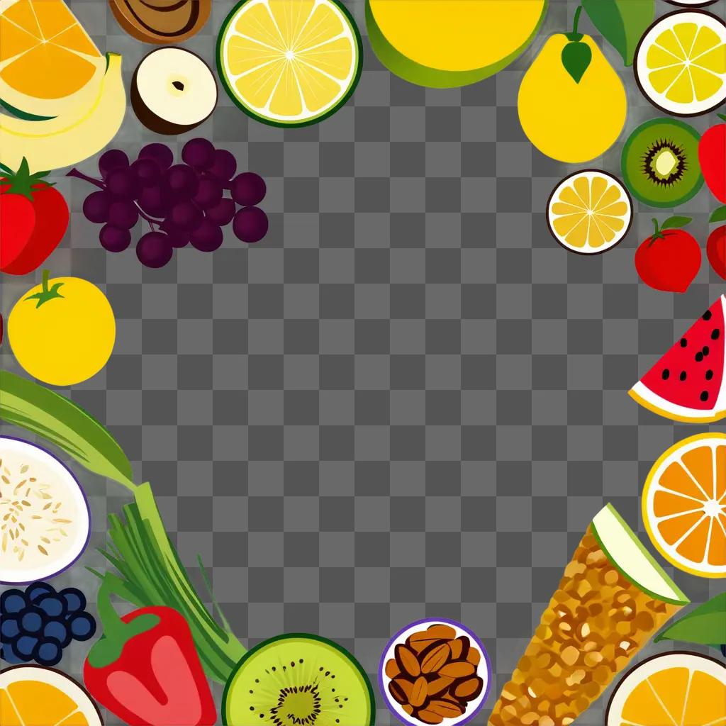 Fruit and Vegetable Clipart with Colorful Fruits