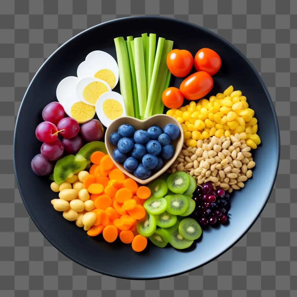 Fruit and vegetable salad with blueberries