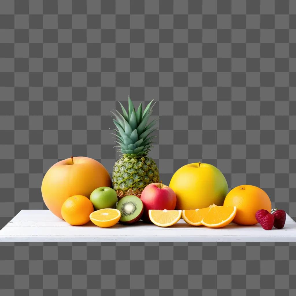 Fruit arrangement on a table with blurred background