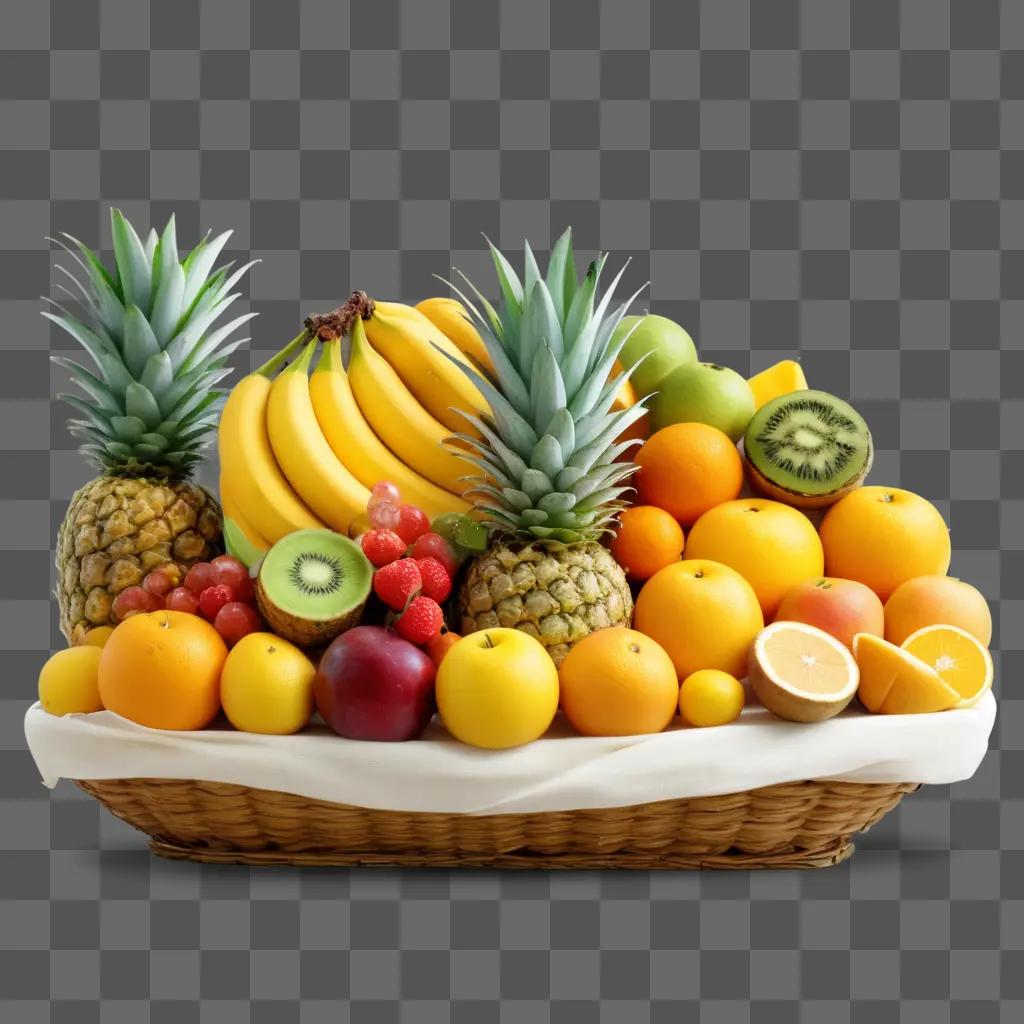 Fruit basket with a variety of tropical fruits