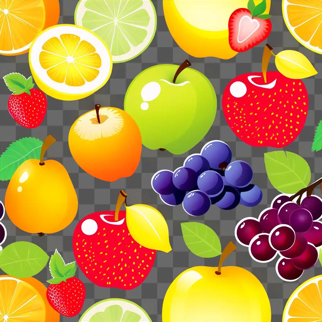 Fruit collection with various colors and shapes