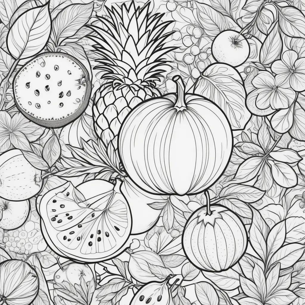 Fruit coloring pages: a collection of black and white fruit designs