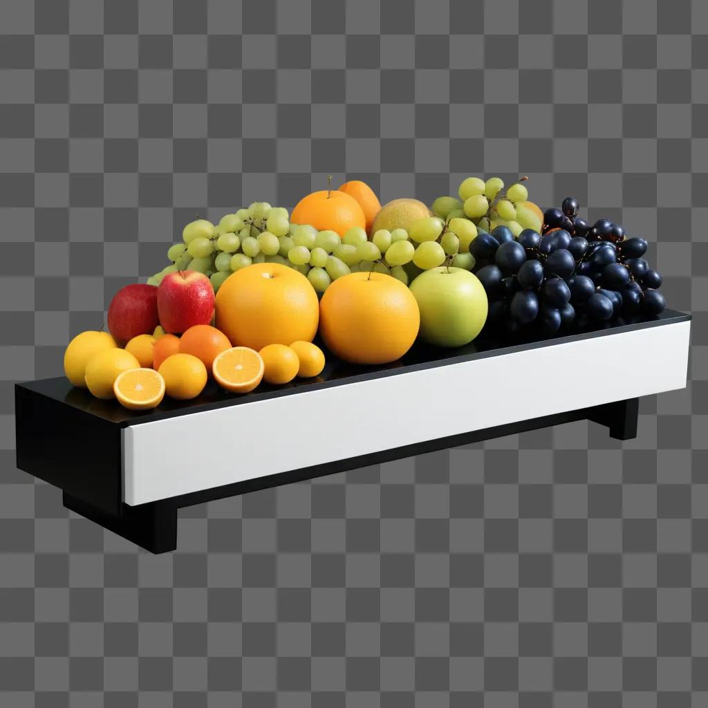 Fruit counter in a room with a light on the counter