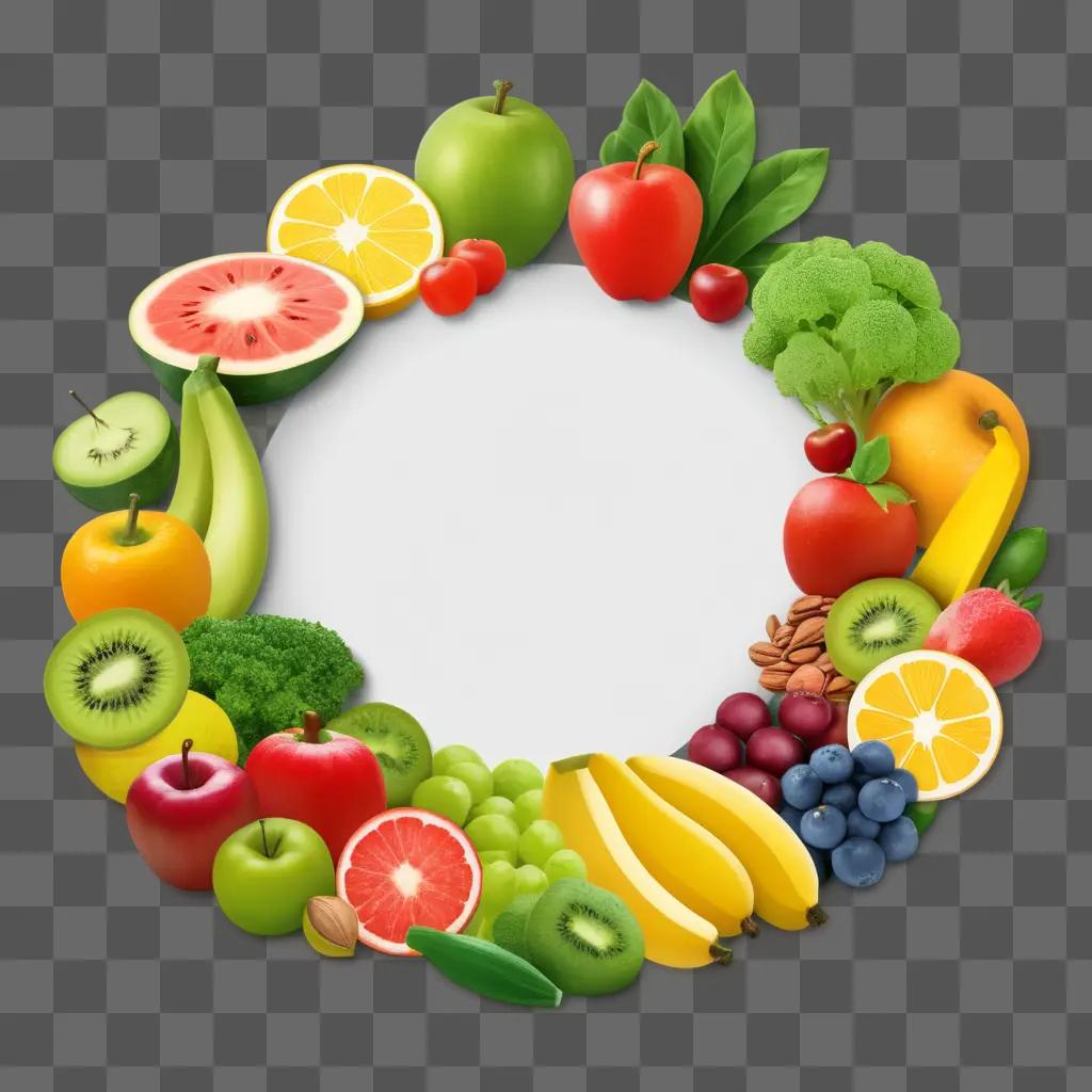 Fruit display with healthy food clipart