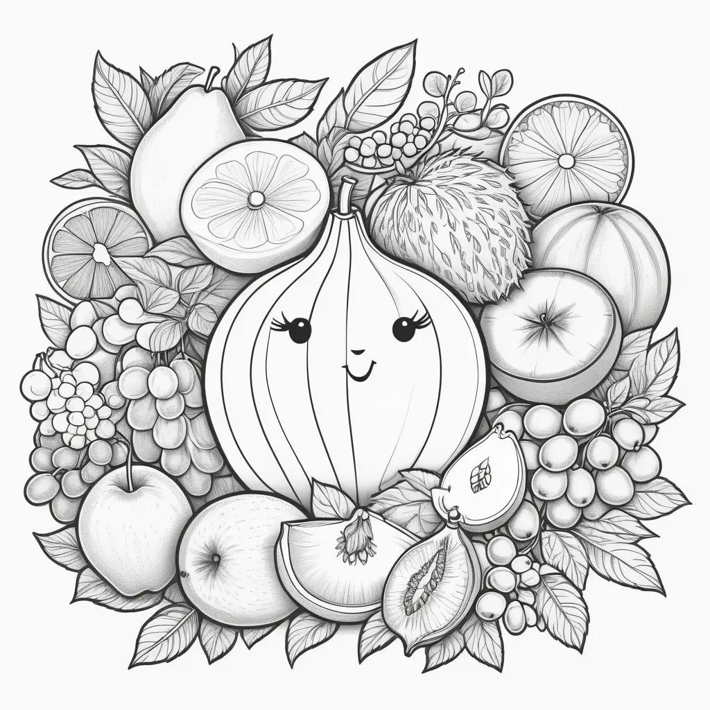 Fruit of the Spirit Coloring Page: A Fruit Bouquet with a Smile