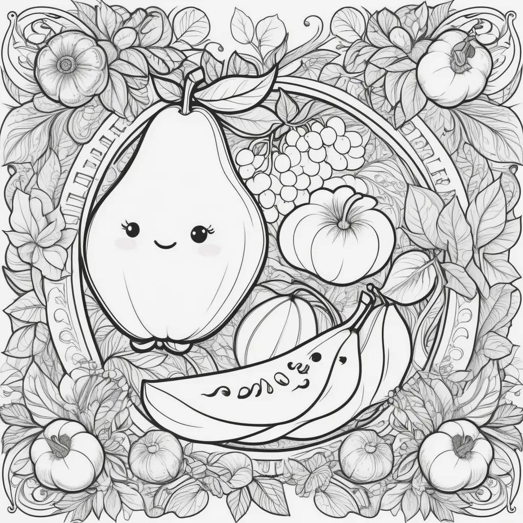 Fruit of the Spirit Coloring Page: A Pear, Tomato, and Banana