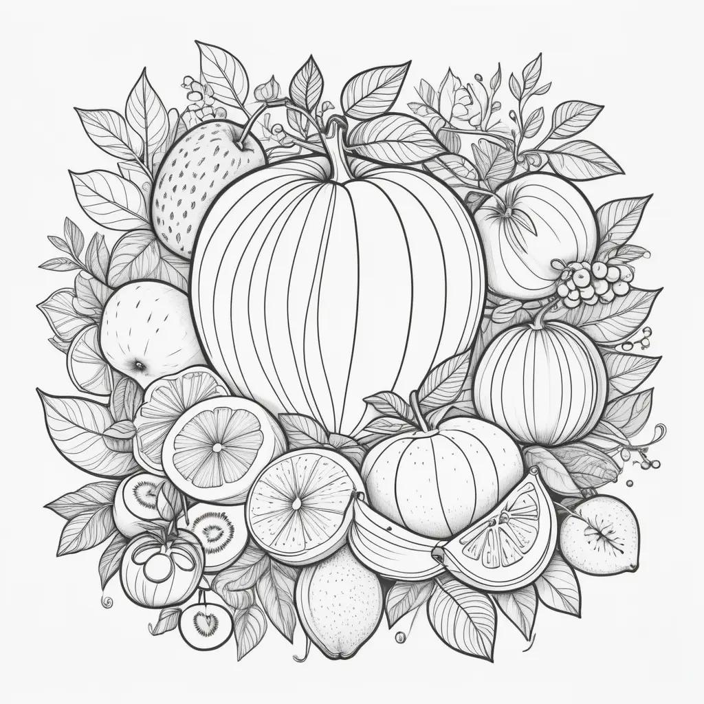 Fruit of the Spirit Coloring Page with Black and White Art