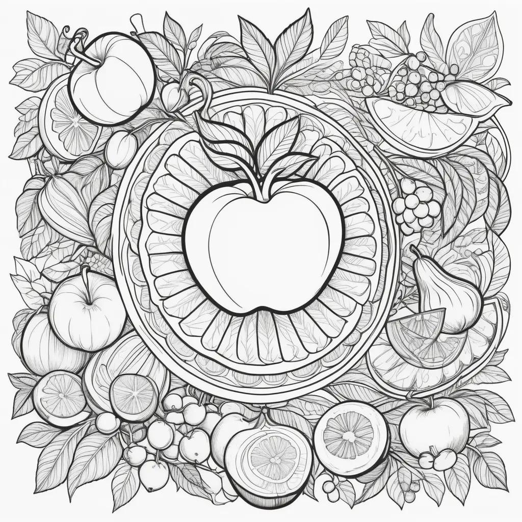 Fruit of the Spirit Coloring Page with Leaves and Other Fruits