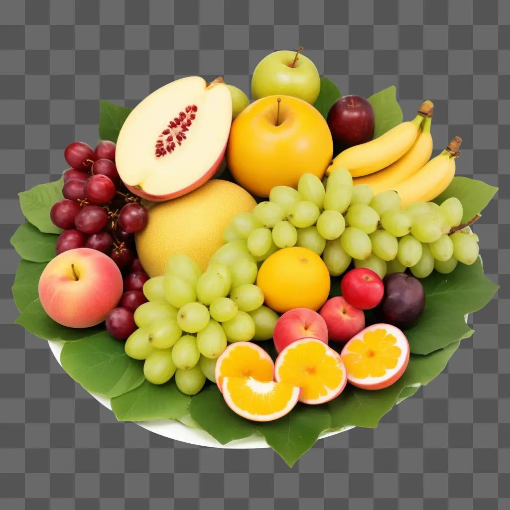 Fruit salad with apples, bananas, grapes, and melons